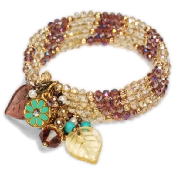 New Sweet Romance Dreamcatcher Honey & Amethyst Spiral Charm Bracelet - Picture 3 of 4